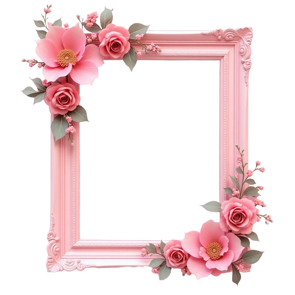 Elegant Pink Floral Frame